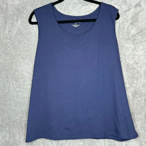 Drapers & Damons 2X Tank Top Shirt Navy Blue Scoop Neck Sleeveless Cotton Blend